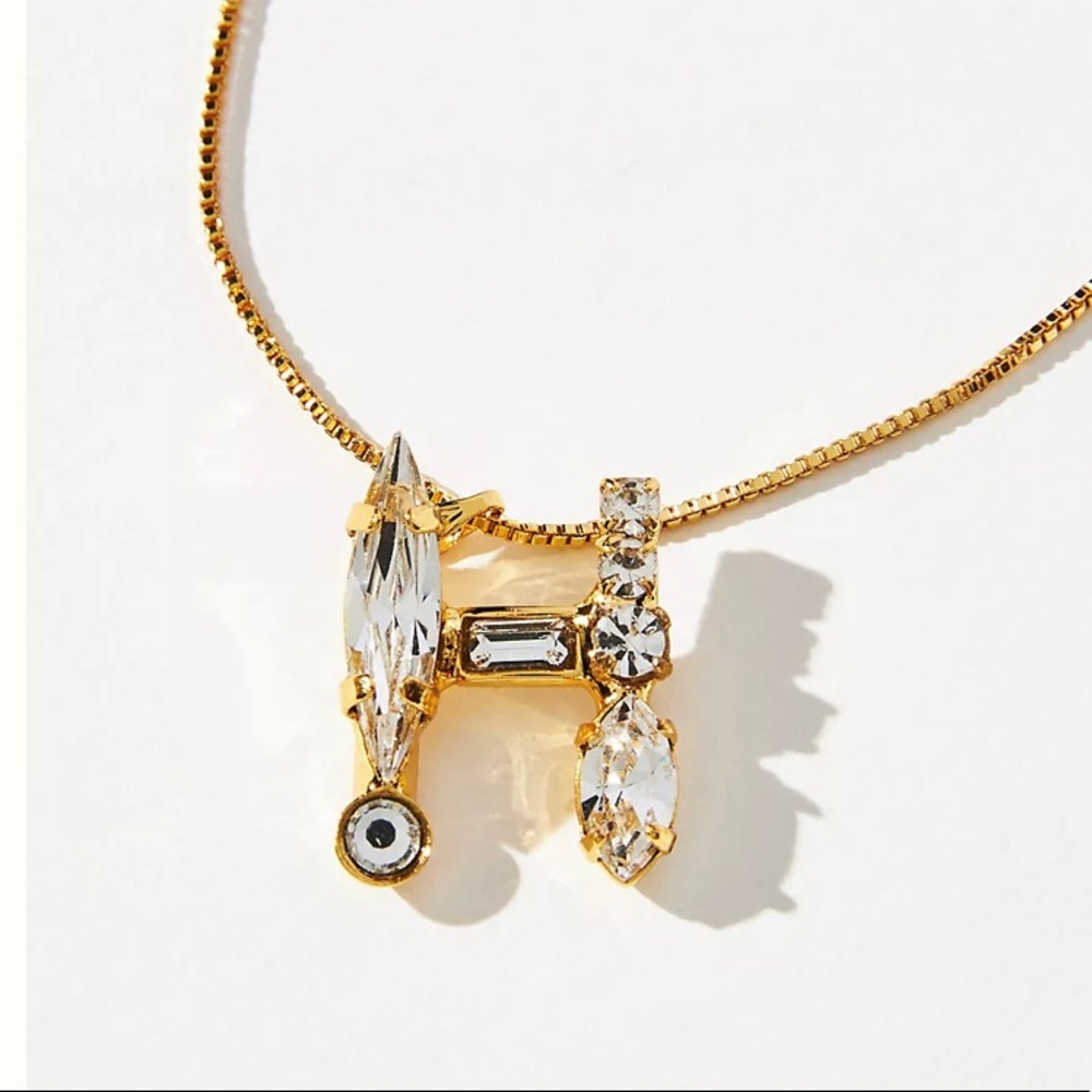 Anthropology Sorrelli monogram crystal necklace